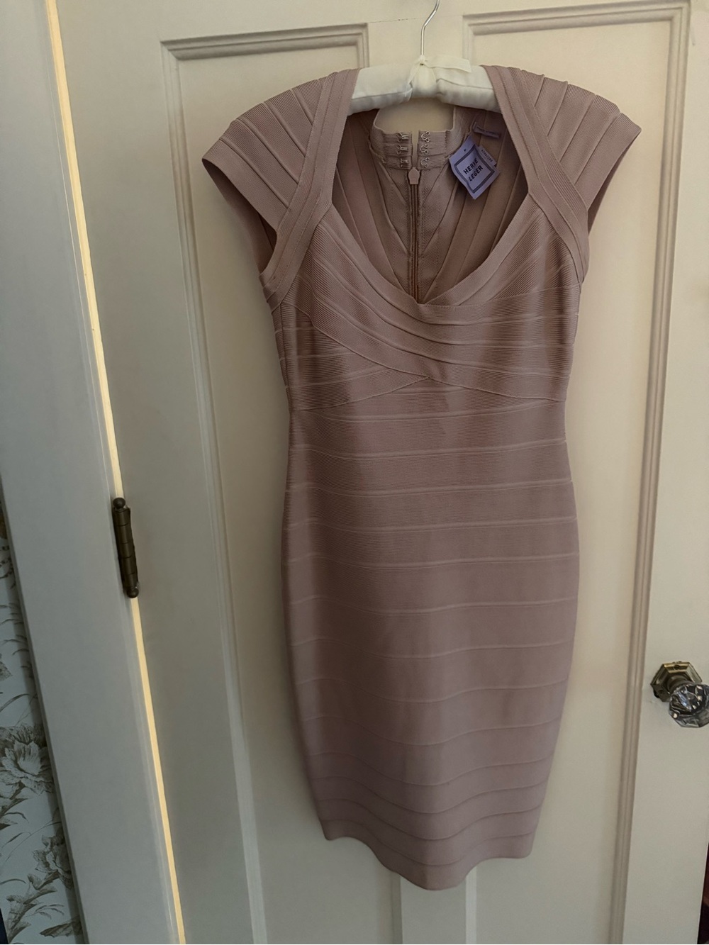 Herve Leger Dusty Blush Bandage Midi Dress